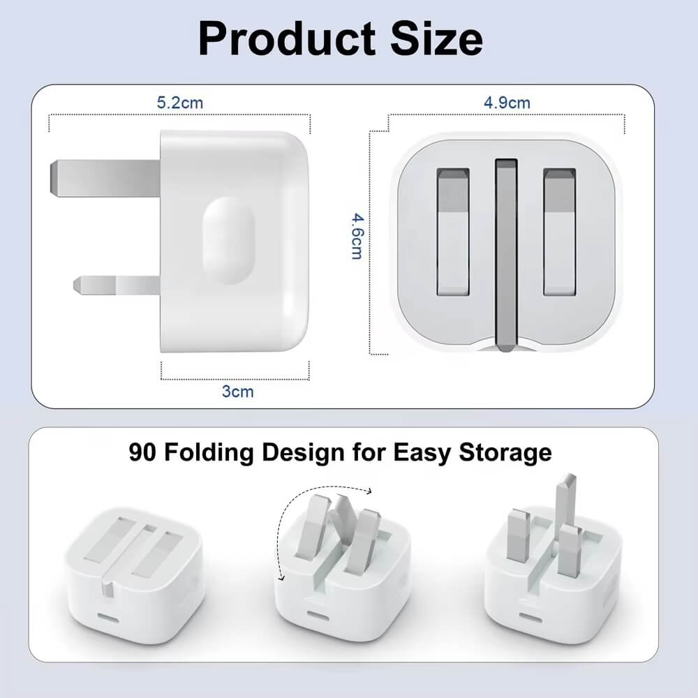 20w usb c fast charging plug size