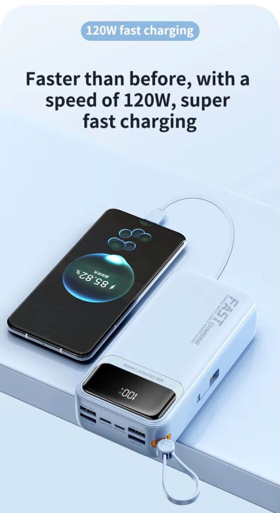 large capacity power bank 30000mah 120W Charge