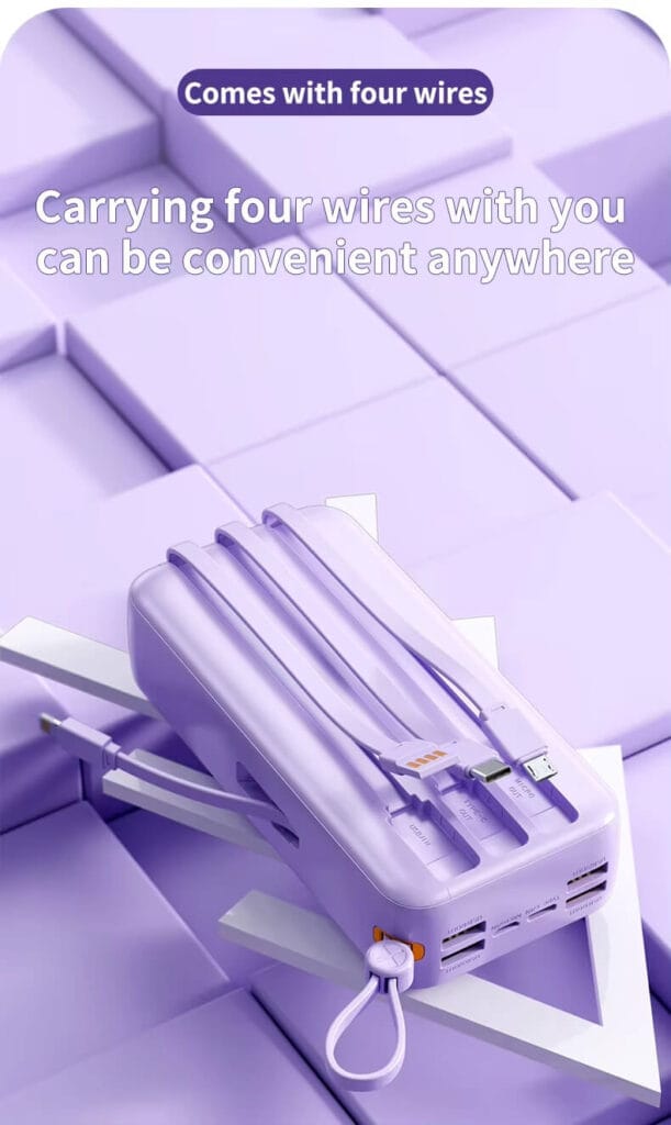 large capacity power bank 30000mah Comes with four wires