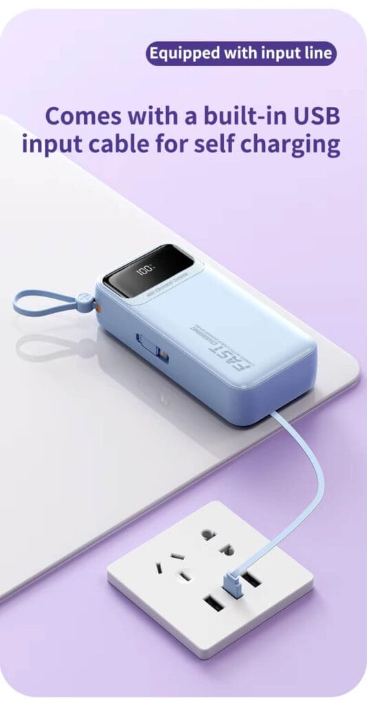 large capacity power bank 30000mah Equipped with input line