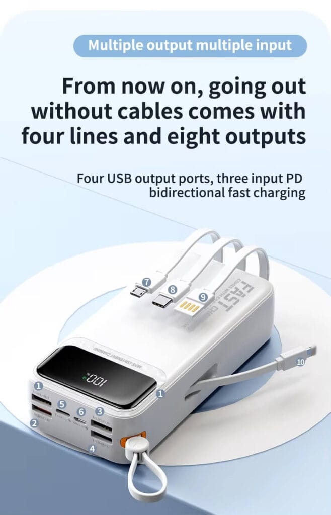 large capacity power bank 30000mah Multiple output multiple input