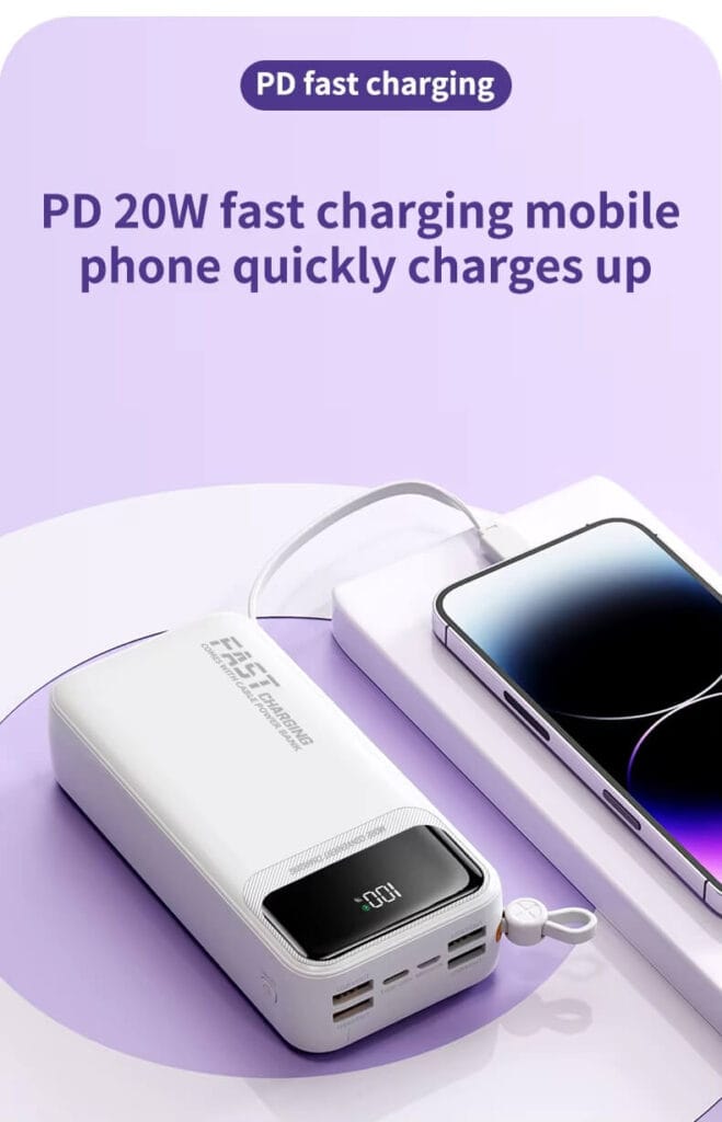large capacity power bank 30000mah PD 2oW fast charging